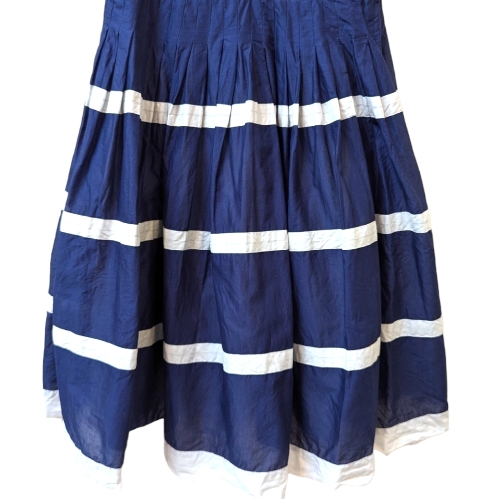 Talbots Navy "Blue Day" Striped Fit & Flare Sleeveless Cotton Dress (2) - Picture 7 of 7